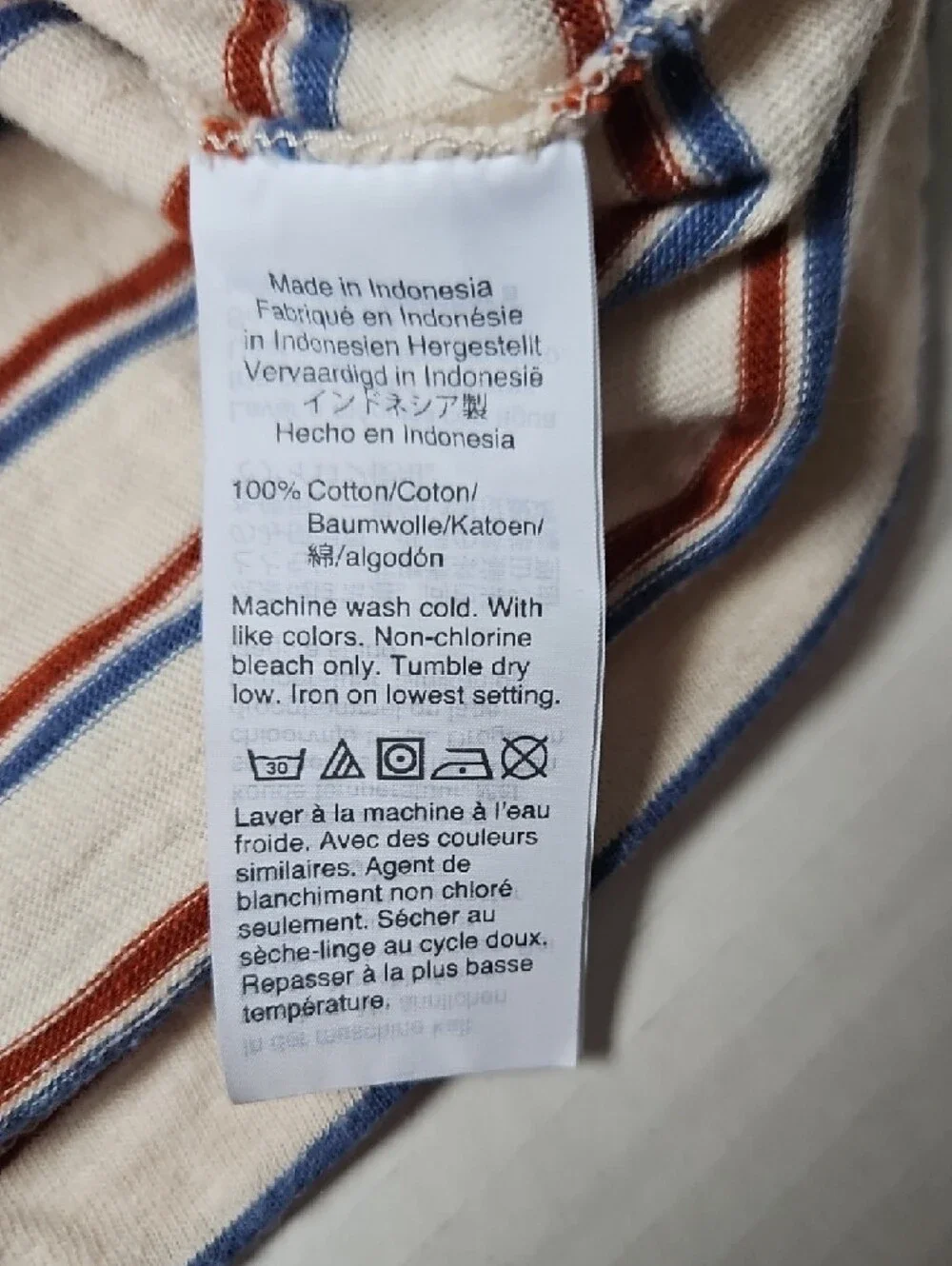 Madewell Striped Long-Sleeve Tee in Cream with Navy & Red Stripes